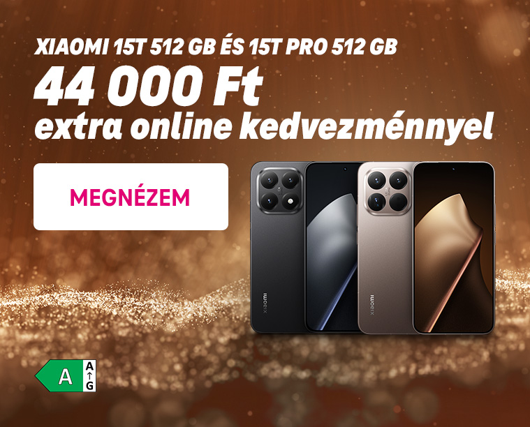 Xiaomi 15T 512 GB és 15T Pro 512 GB 44 000 Ft extra online kedvezménnyel